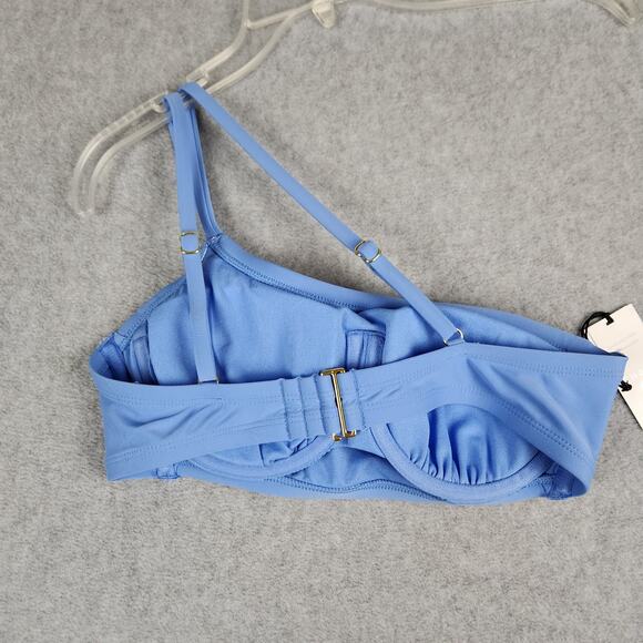 NWT Shade & Shore Bikini Top Size 34D Removable Pads One Shoulder Blue Adj Strap - Picture 5 of 13